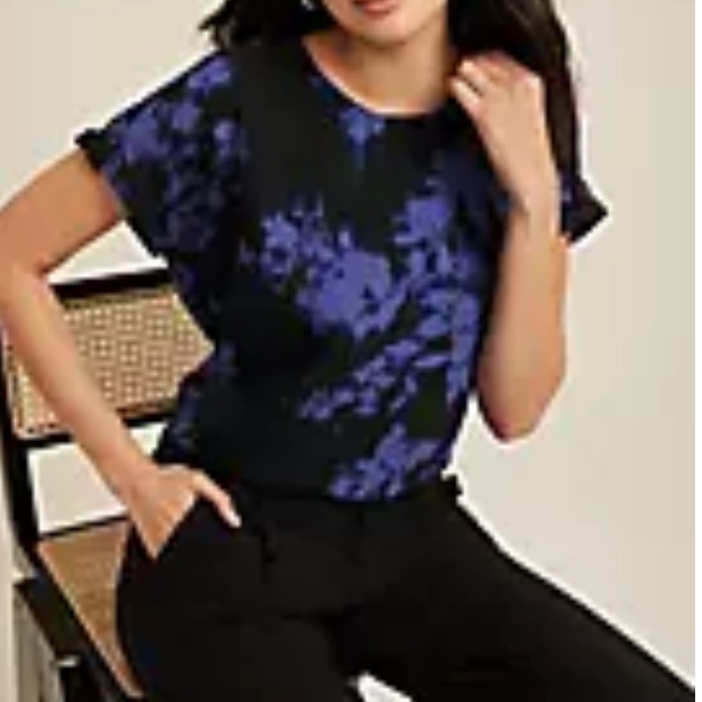 Maurices Black and Purple Floral Blouse (C)